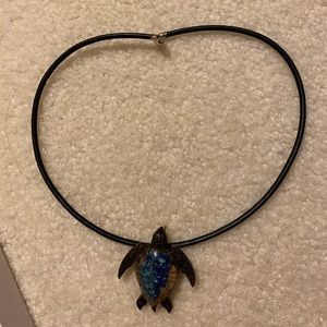 Beach necklace with wooden turtle charm!!